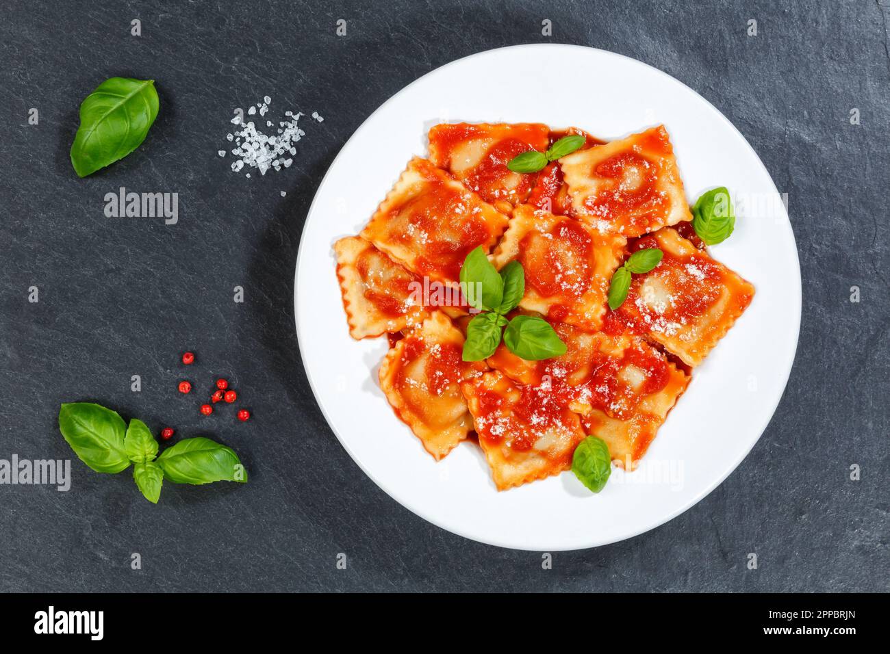 Stuttgart, Germany April 2, 2023 Ravioli Italian Pasta Eat Lunch