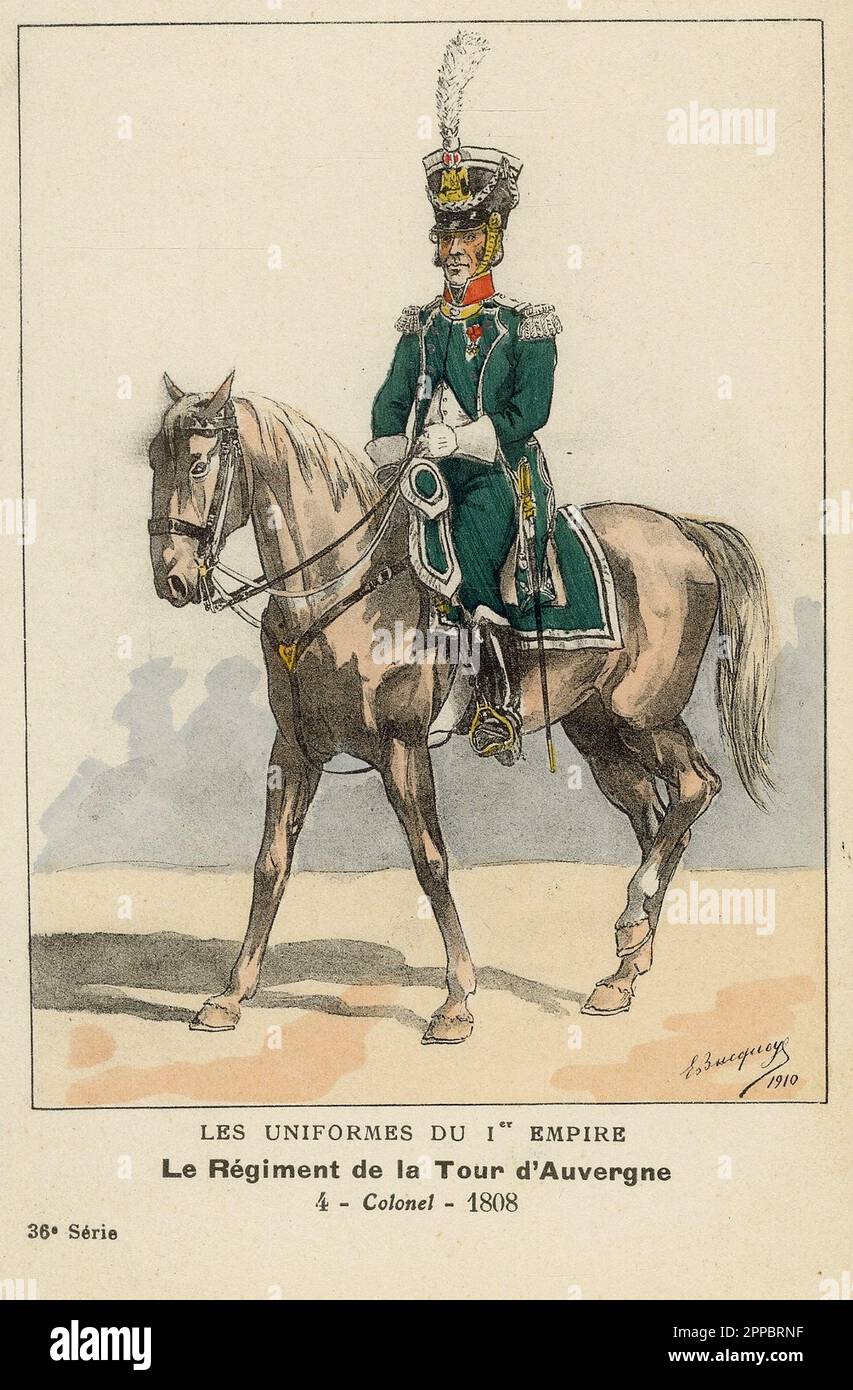 Soldat De Plomb Guy Renaud – 1er Empire Régiment De La Tour D'Auvergne, Porte-drapeau 60mm