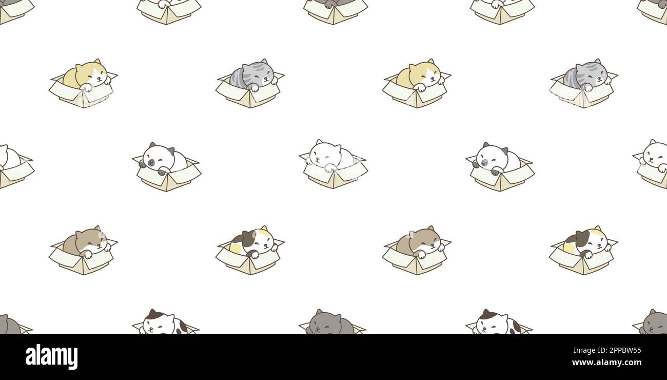 cat seamless pattern vector box calico kitten breed isolated wallpaper ...