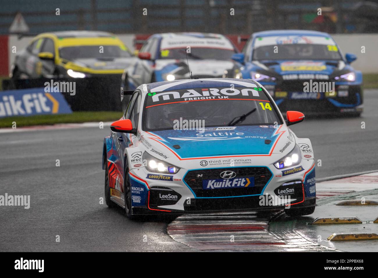 Donington Park, Castle Donington, Leicestershire, UK. 23rd April 2023; 23rd April 2023; Donington Park, Castle Donington, Leicestershire, England: Kwik Fit British Touring Car Championship; Ronan Pearson in his Bristol Street Motors with ExcelR8 Hyundai i30N Credit: Action Plus Sports Images/Alamy Live News Stock Photo