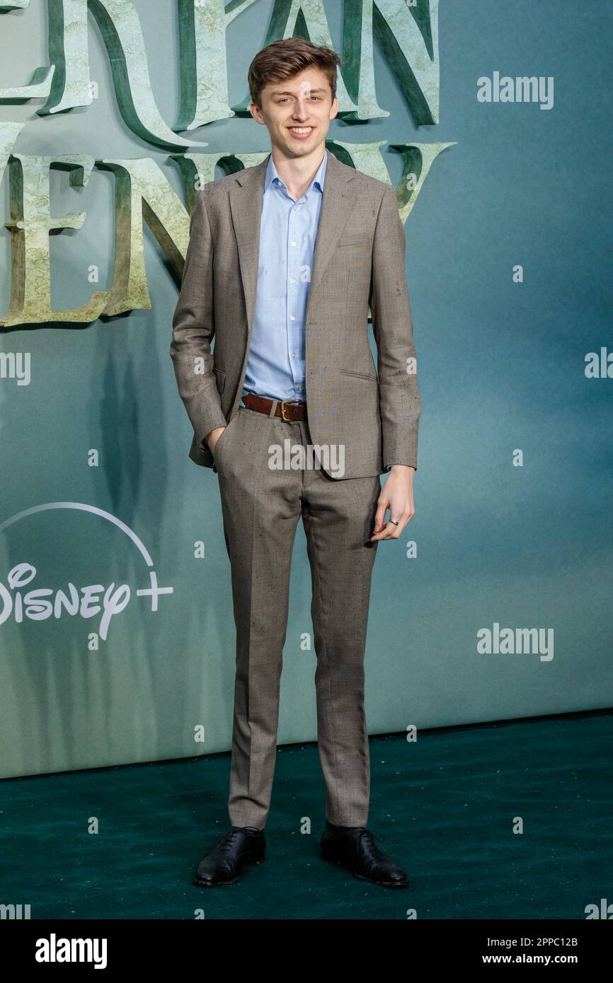Henry Calvert arriving at the Curzon, Mayfair, for the world premiere of Disney + original movie, “Peter Pan & Wendy”.  Photo by Amanda Rose/17�Թ����� Stock Photo