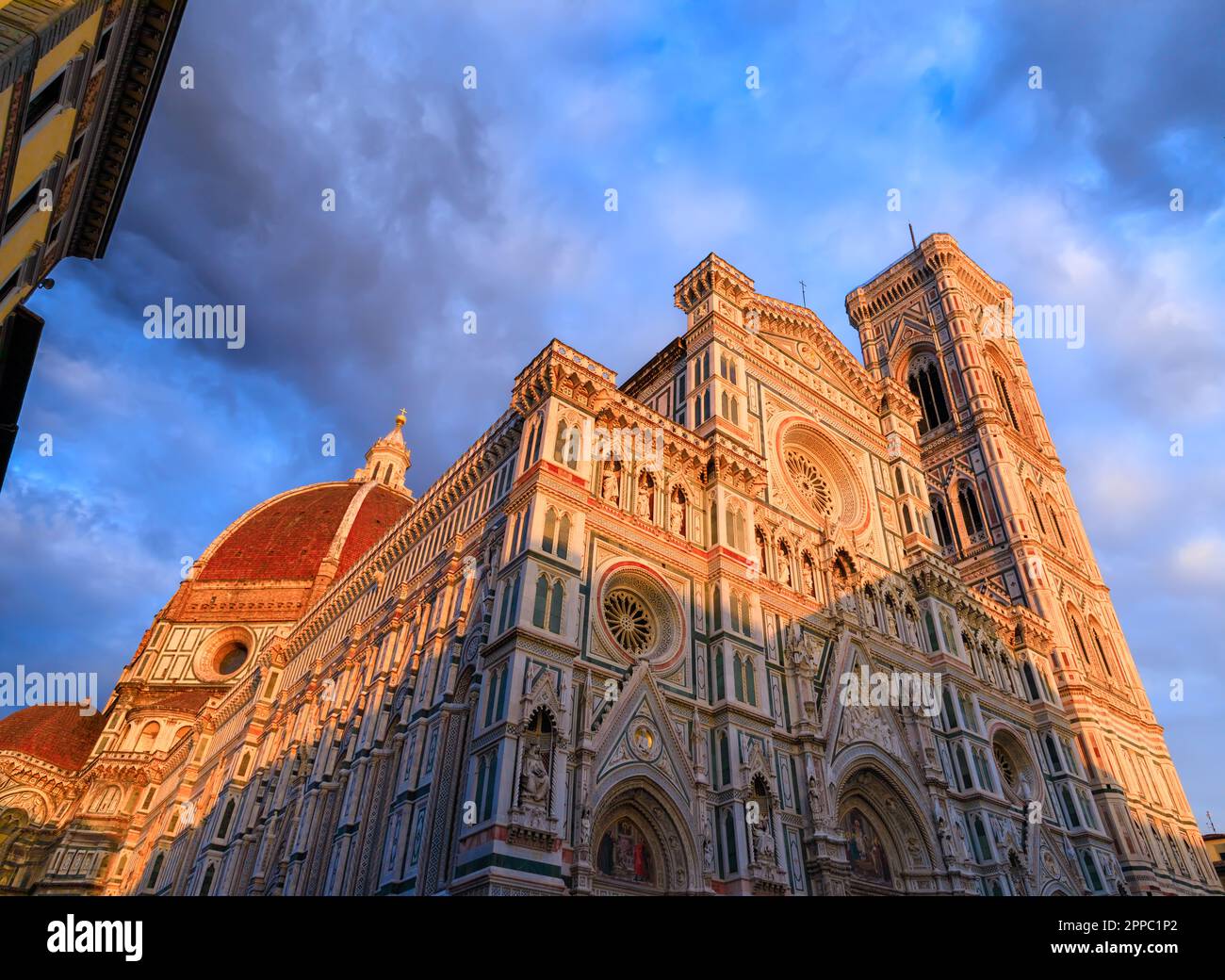 Cathedral of Santa Maria del Fiore in Florence at sunset, Italy. Stock Photo