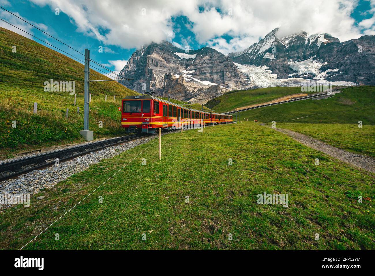 Famous Electric Red Tourist Train And Kleine Scheidegg Train