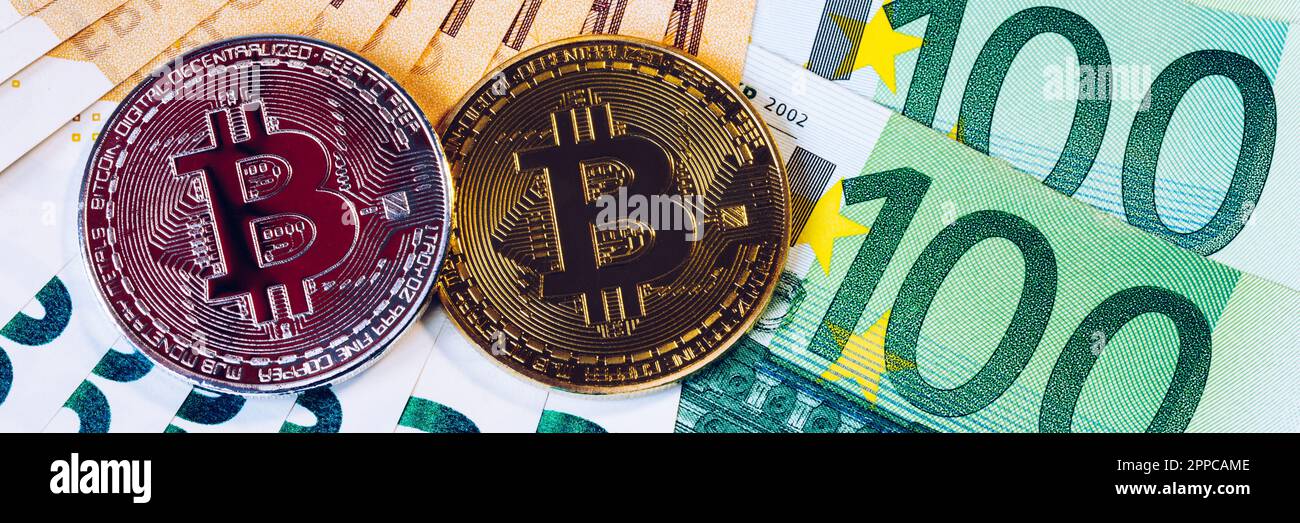 Premium Photo  Multi euro dolar cash different type of new generation  banknotes bitcoin