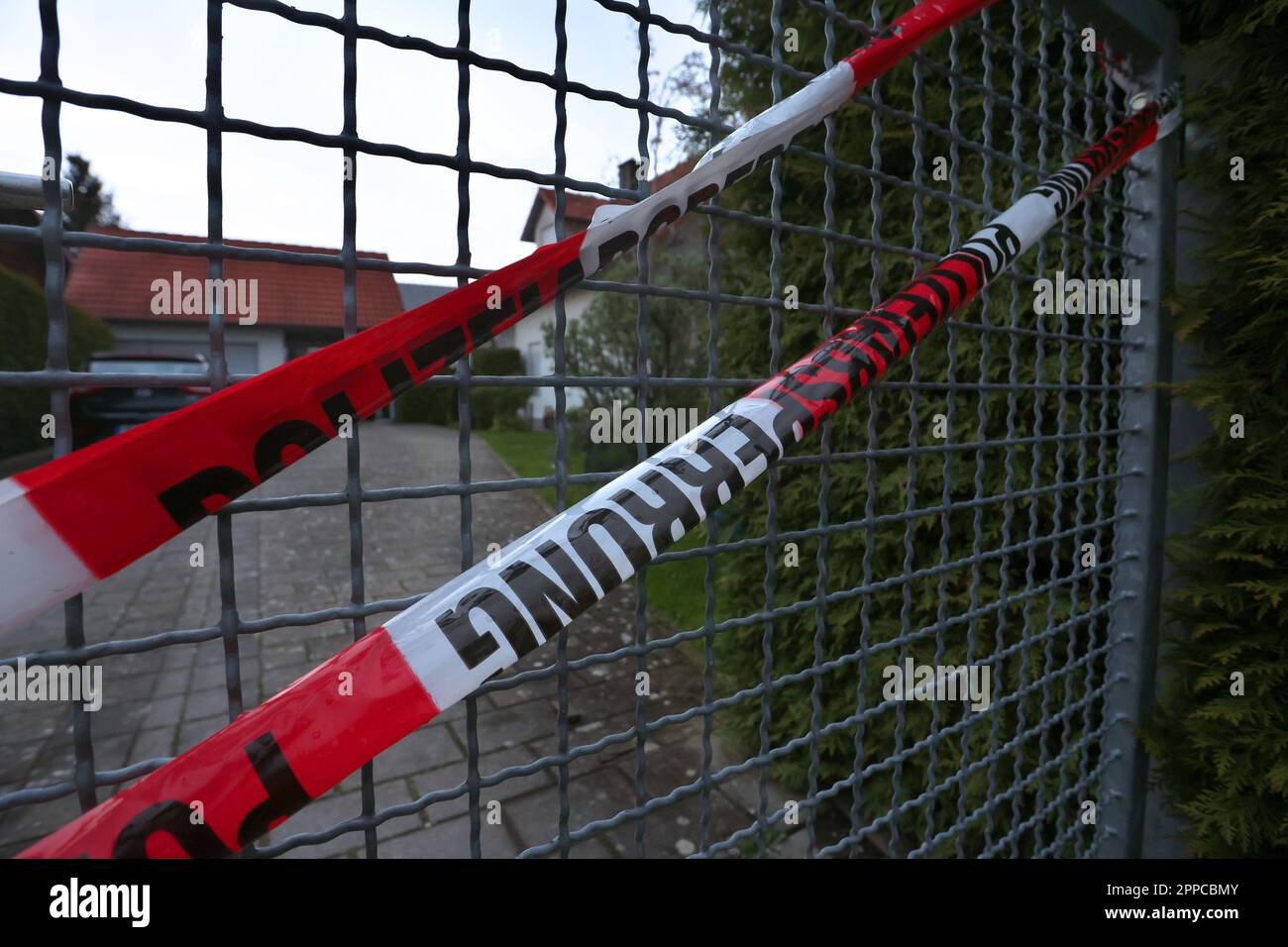 Altenstadt An Der Iller, Germany. 23rd Apr, 2023. A police barrier tape