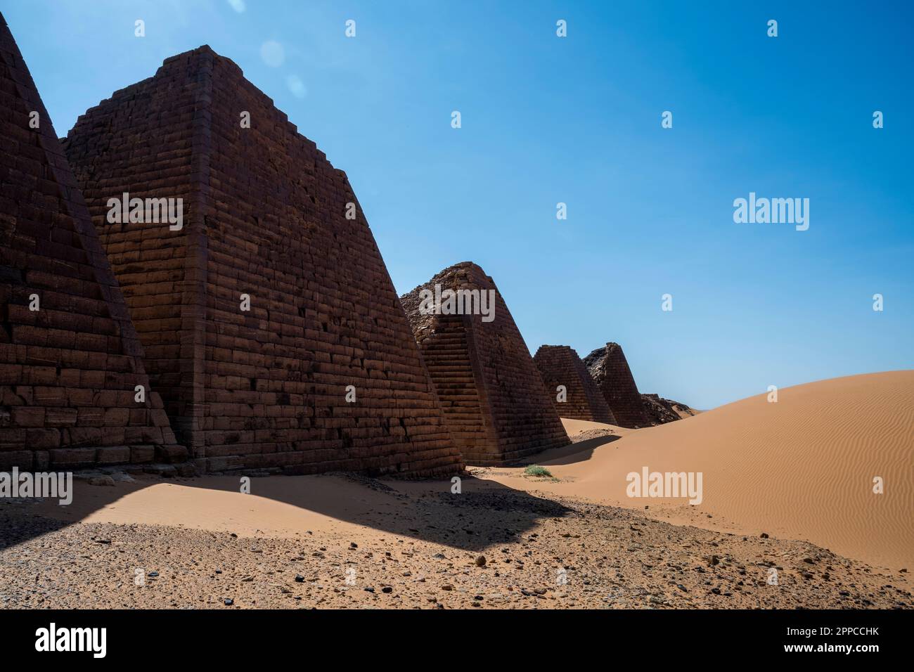 Details of the Meroe Pyramids, Sudan Stock Photo