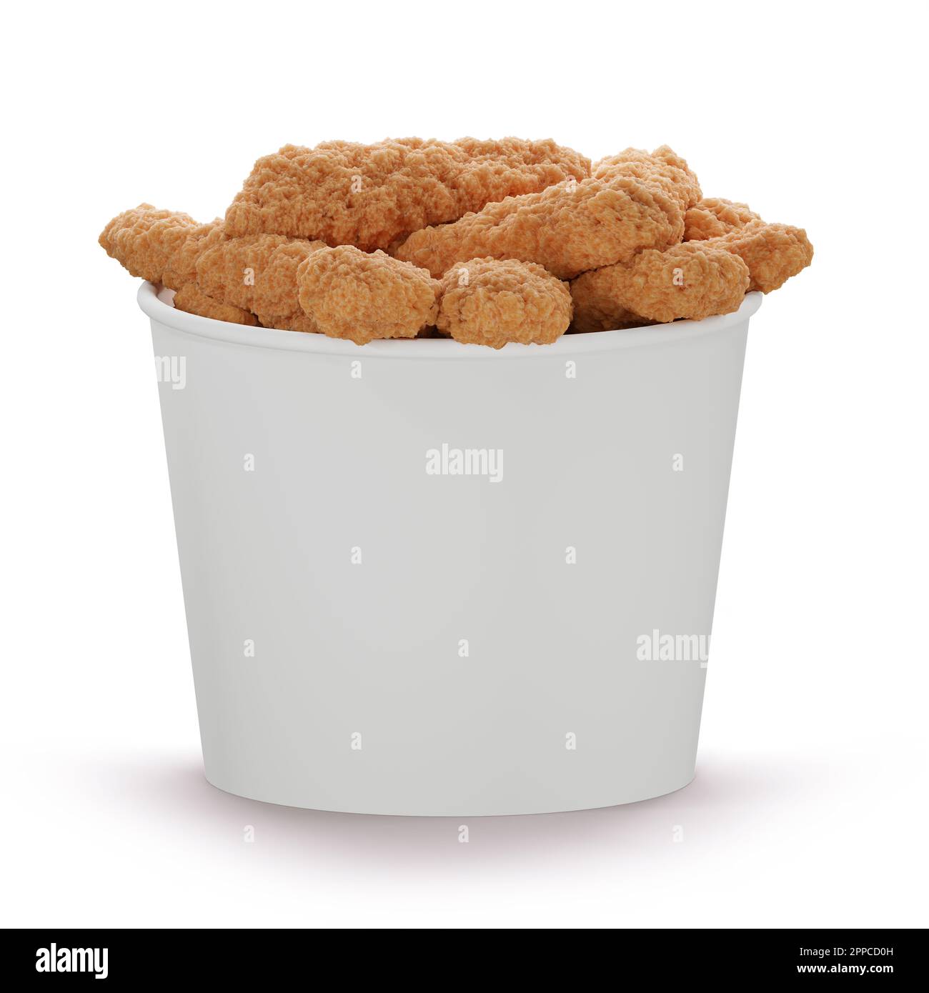 Bucket full of fried chicken Isolated on a white background  high quality details - 3D rendering Stock Photo
