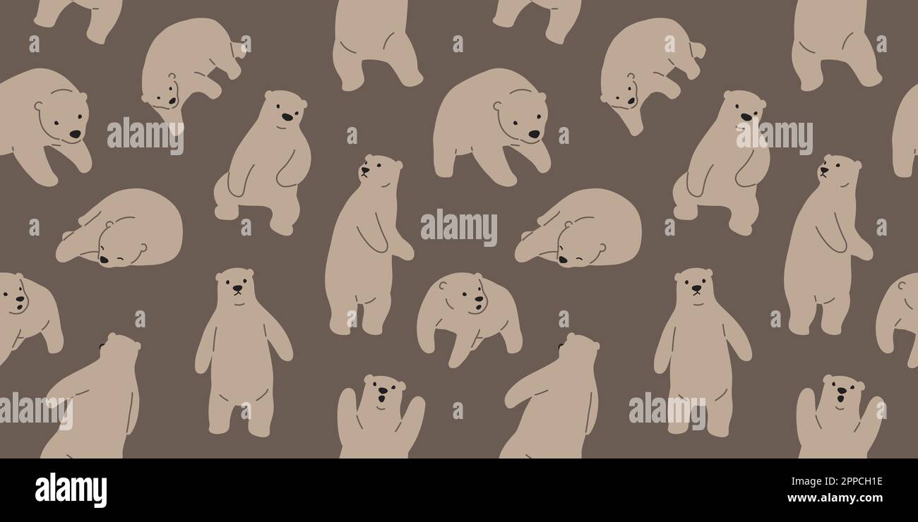 Bear seamless pattern vector polar bear isolated teddy wallpaper background brown Stock Vector