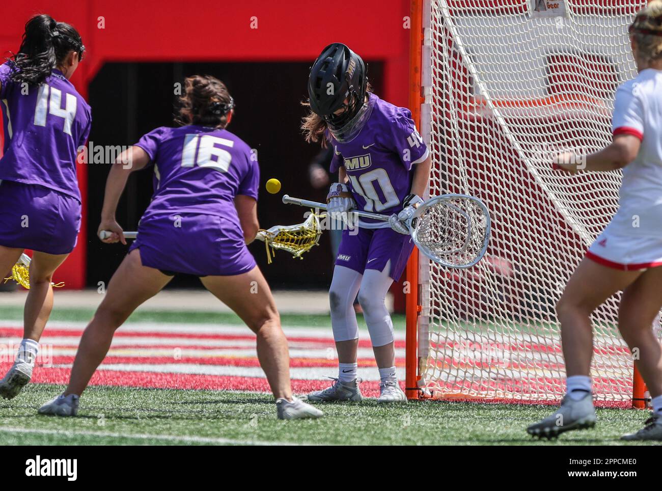 April 23, 2023 James Madison goalie Kat Buchanan (40) makes a save