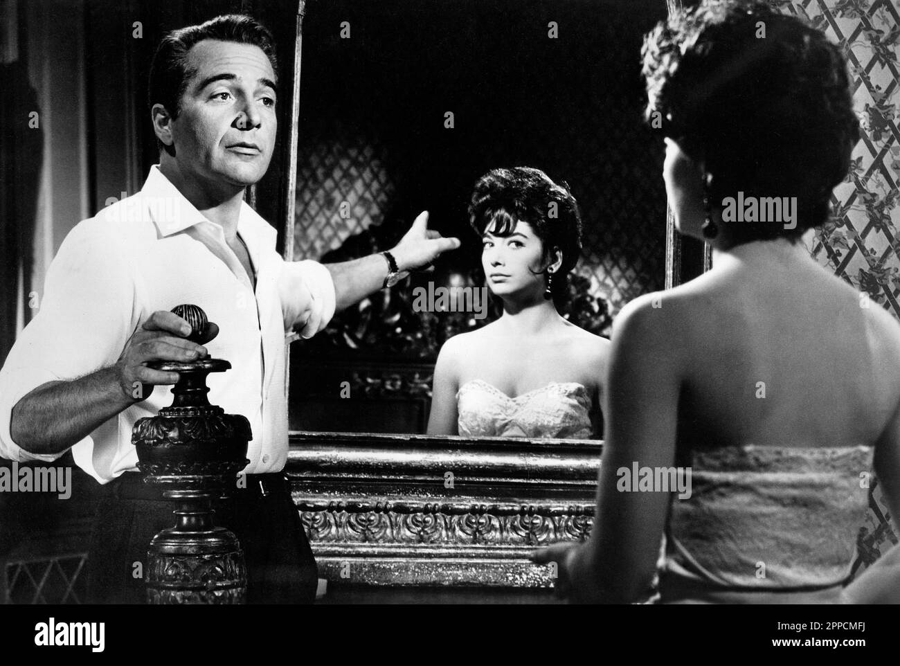 Rossano Brazzi, Suzanne Pleshette, on-set of the Film, 'Rome Adventure', Warner Bros., 1962 Stock Photo