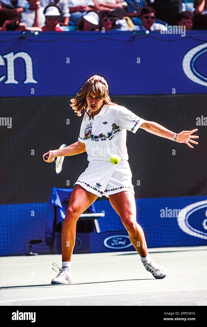 Steffi Graf (GER) competing at the 1989 Australian Open Stock Photo Alamy