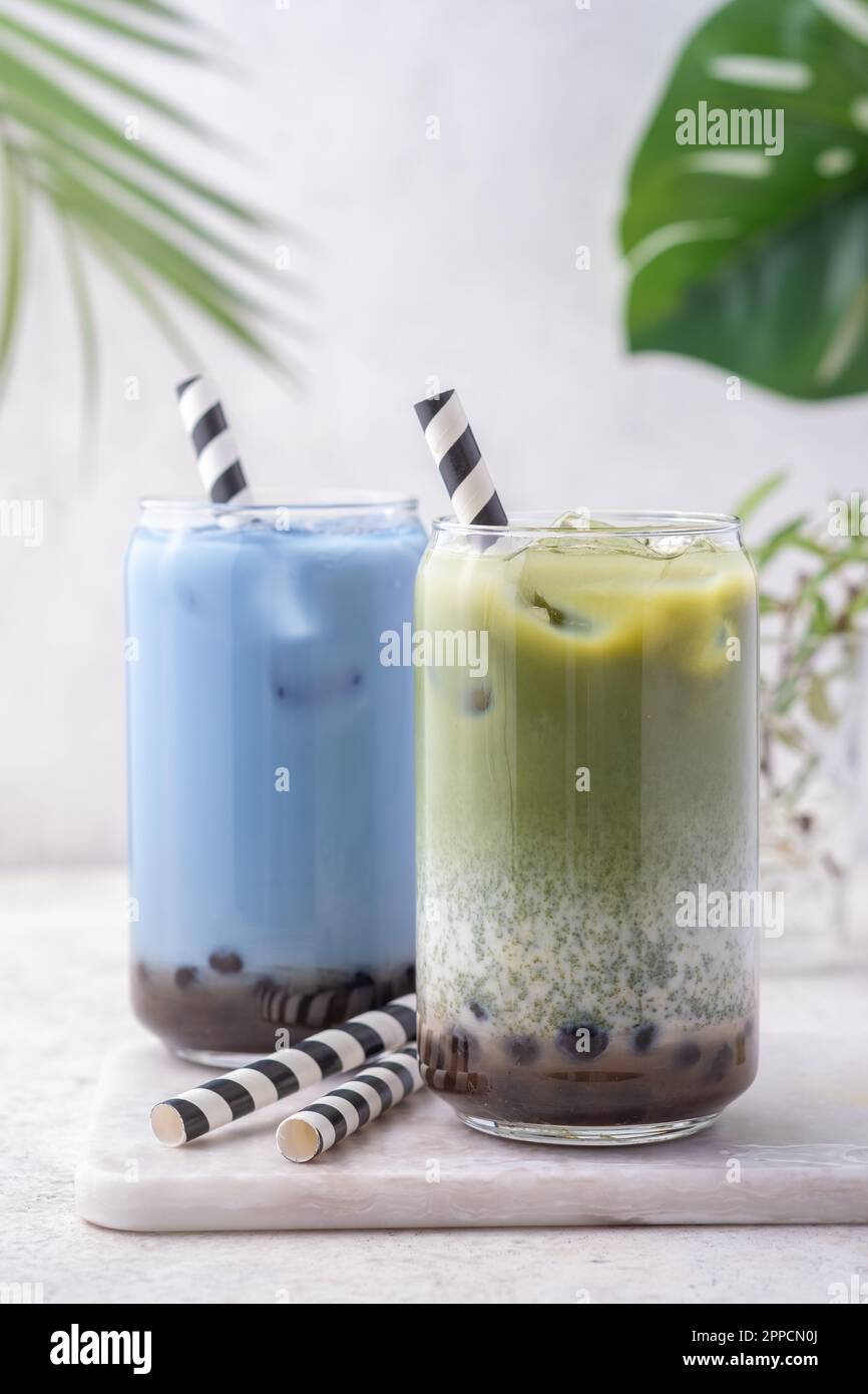 Milk bubble tea with tapioca pearls and honey Stock Photo Alamy