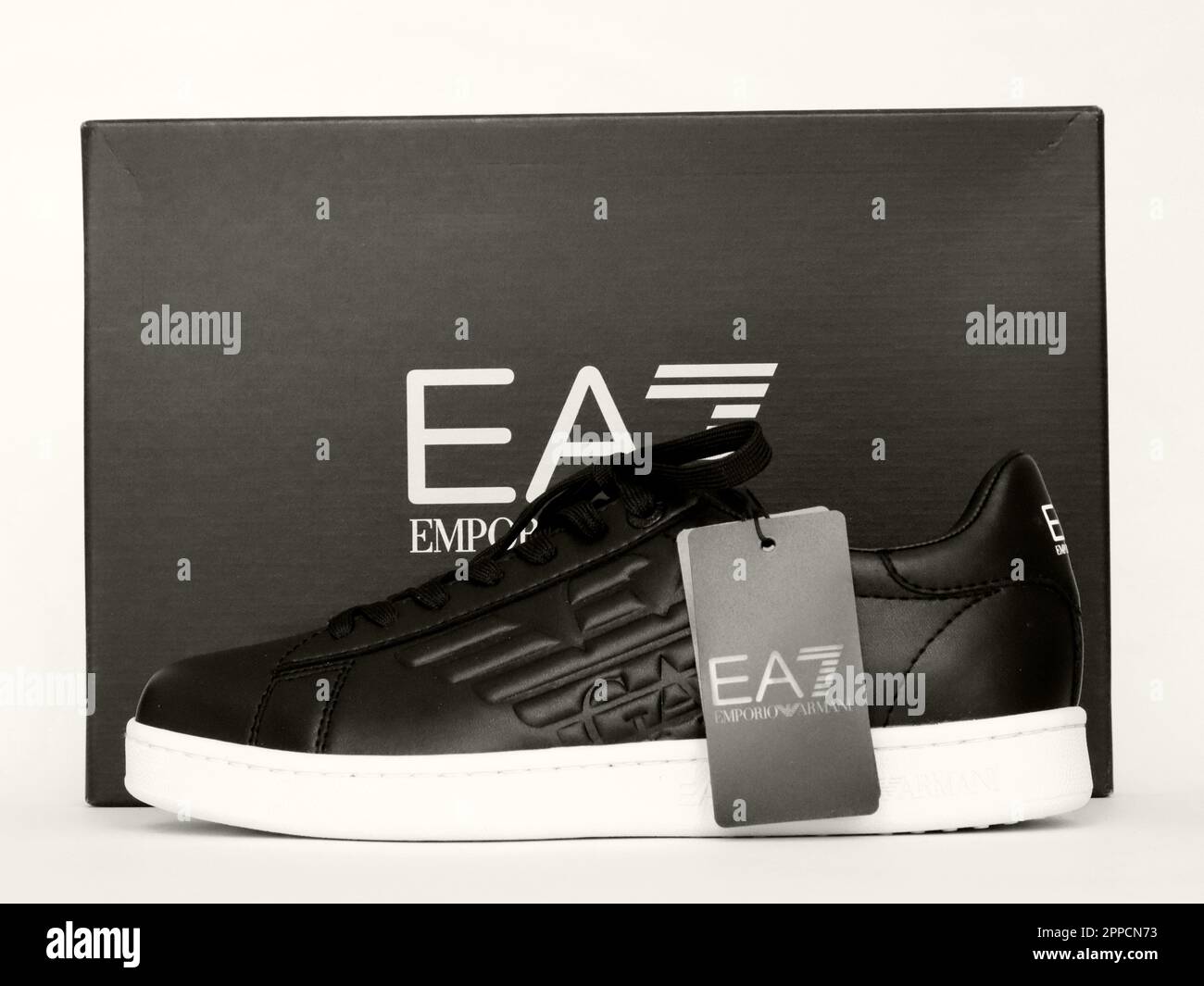 EA7 EMPORIO ARMANI Sneakers. EA7 is an Italian luxury fashion house brand  of GIORGIO ARMANI S.p.A. - Italy Stock Photo - Alamy