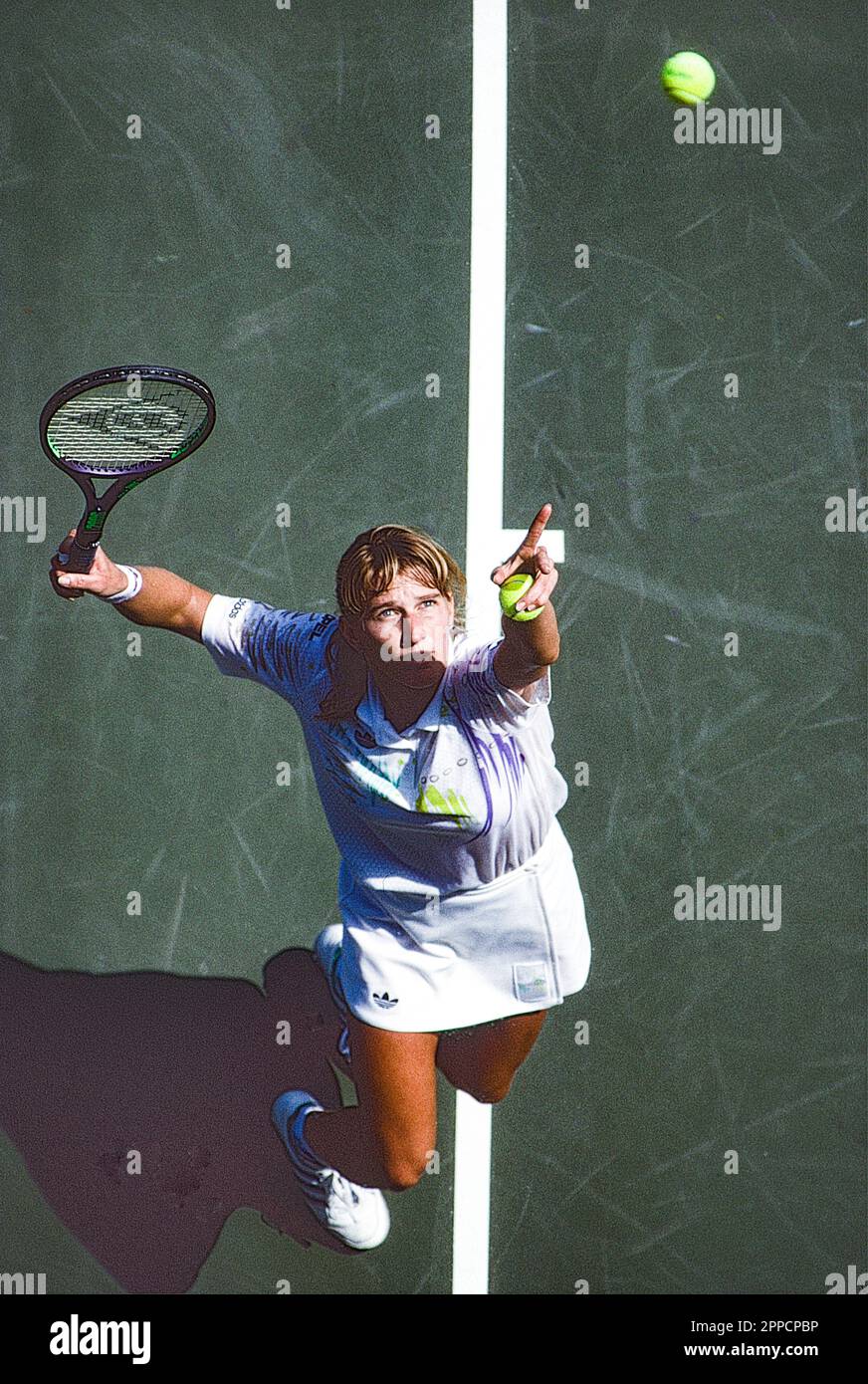 Steffi Graf (GER) competing at the 1990 US OPEN Stock Photo