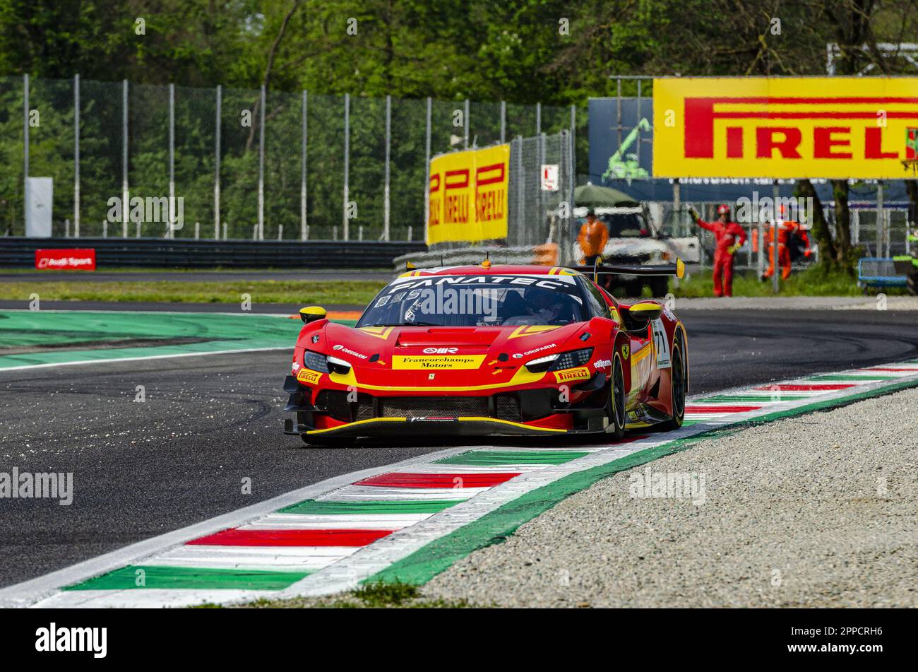 Monza, Italy. 23rd Apr, 2023. #71 - AF CORSE - FRANCORCHAMPS MOTORS ALESSANDRO PIER GUIDI DAVIDE RIGON ANTONIO FUOCO FERRARI 296 GT3 during Fanatec GT World Challenge Europe Powered by AWS - 2023 MONZA, Grand Tourism in Monza, Italy, April 23 2023 Credit: Independent Photo Agency/Alamy Live News Stock Photo