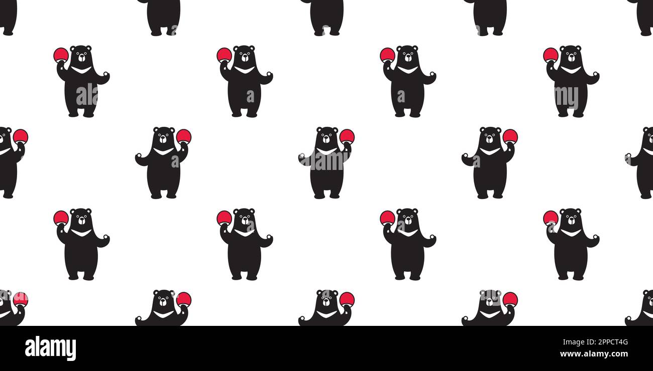 Bear Seamless Pattern Polar Bear vector ping pong wallpaper isolated background Stock Vector
