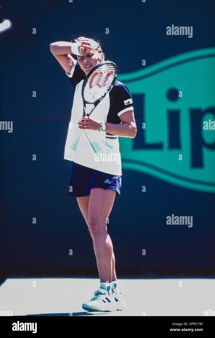 Steffi Graf (GER) competing at the 1999 Lipton Championships Stock Photo