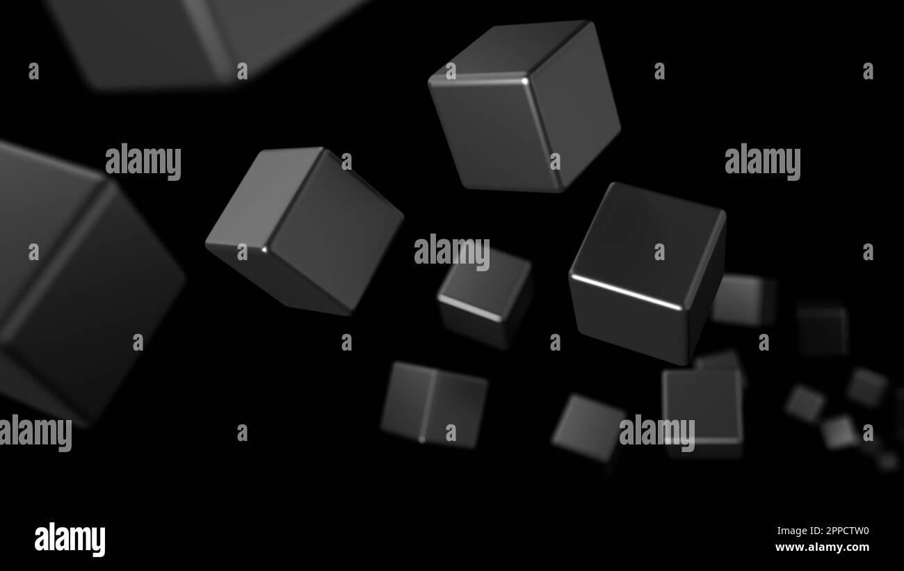 Abstract cubes isolated on black background. 3d illustration Stock ...
