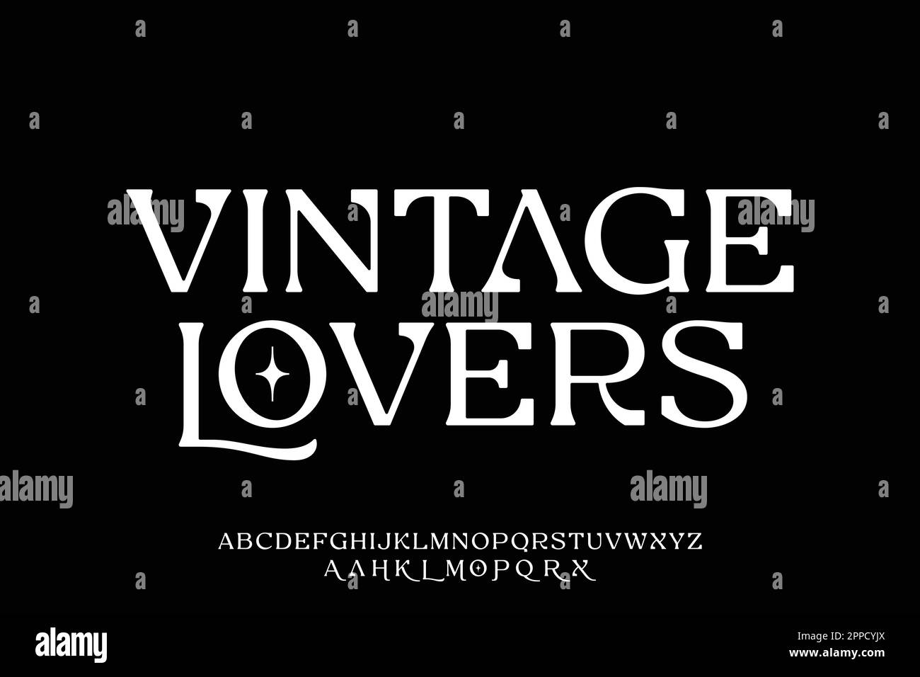 Elegant unique serif display font with alternate Stock Vector