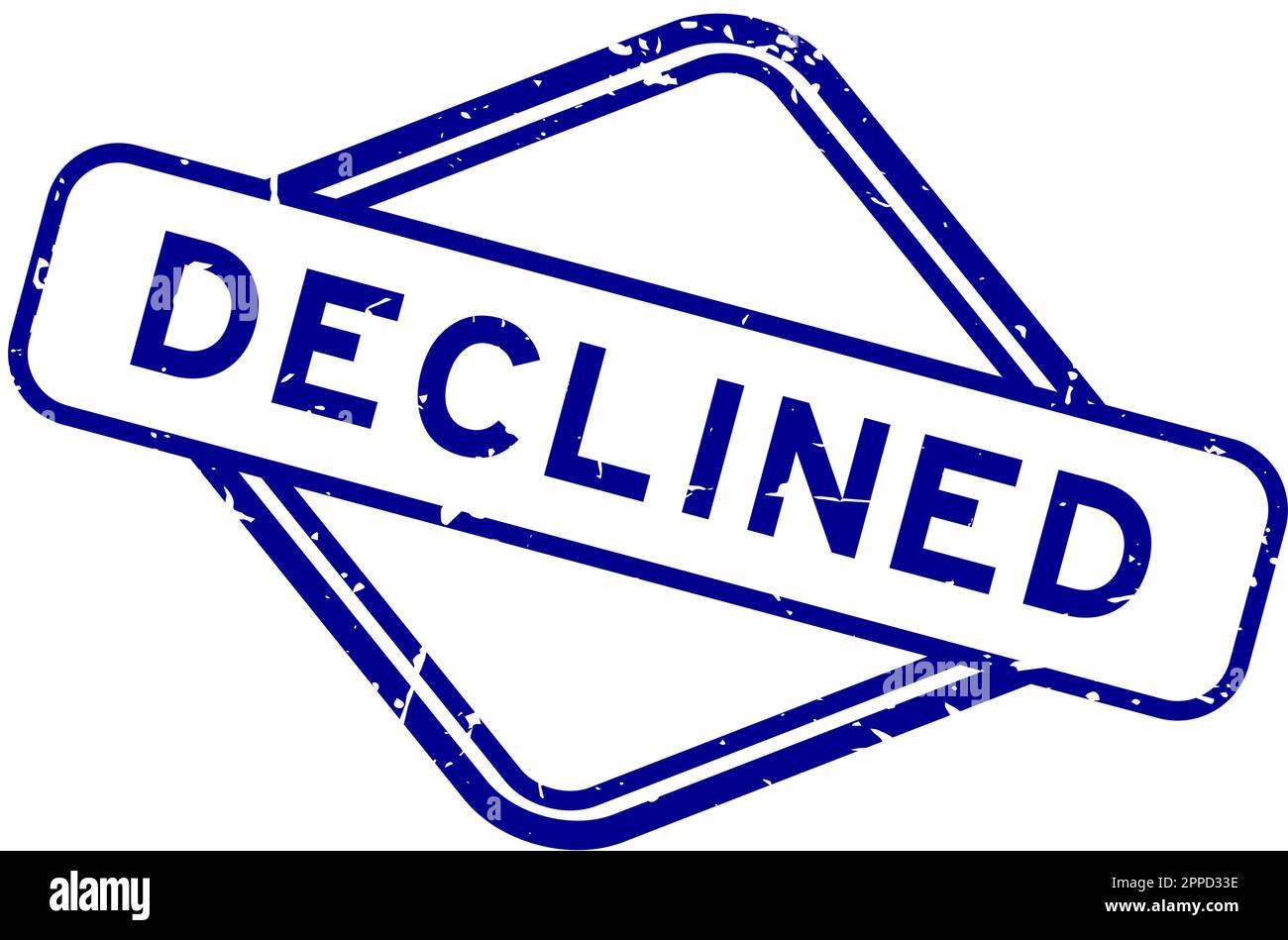 Grunge blue declined word rubber seal stamp on white background Stock