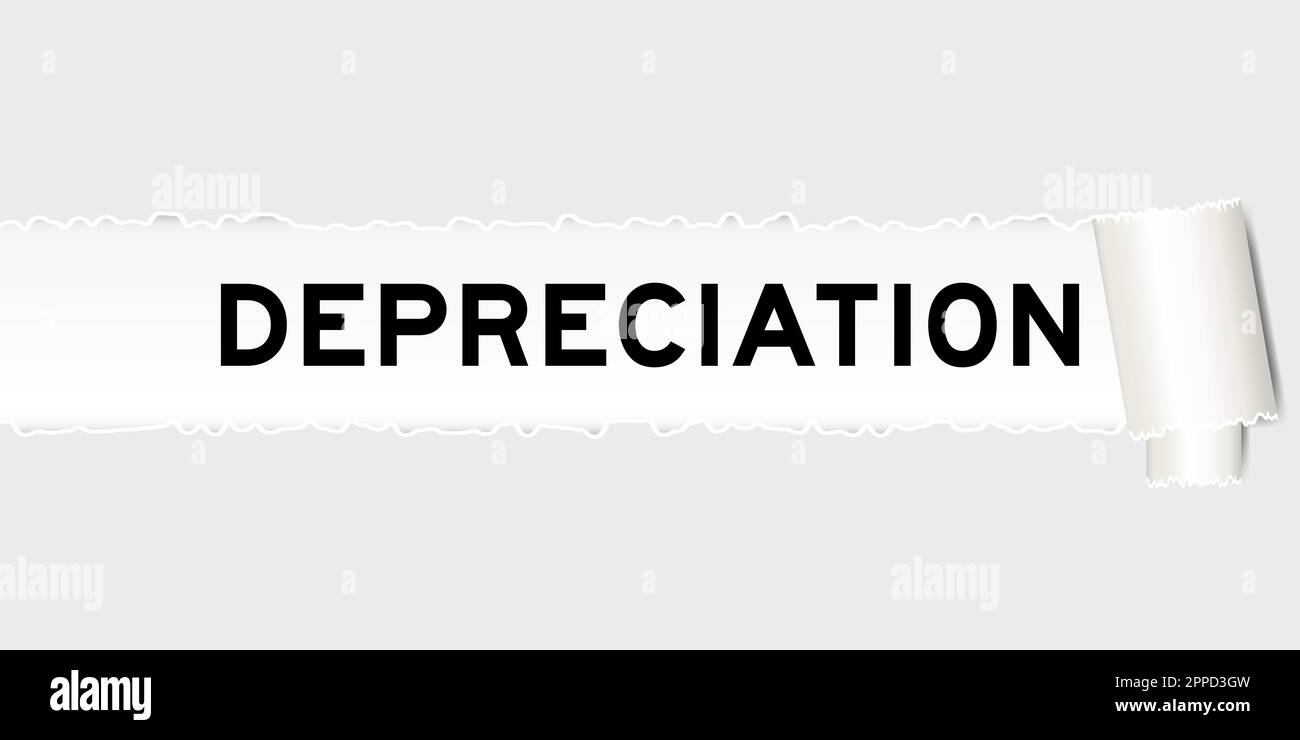 Ripped gray paper background that have word depreciation under torn