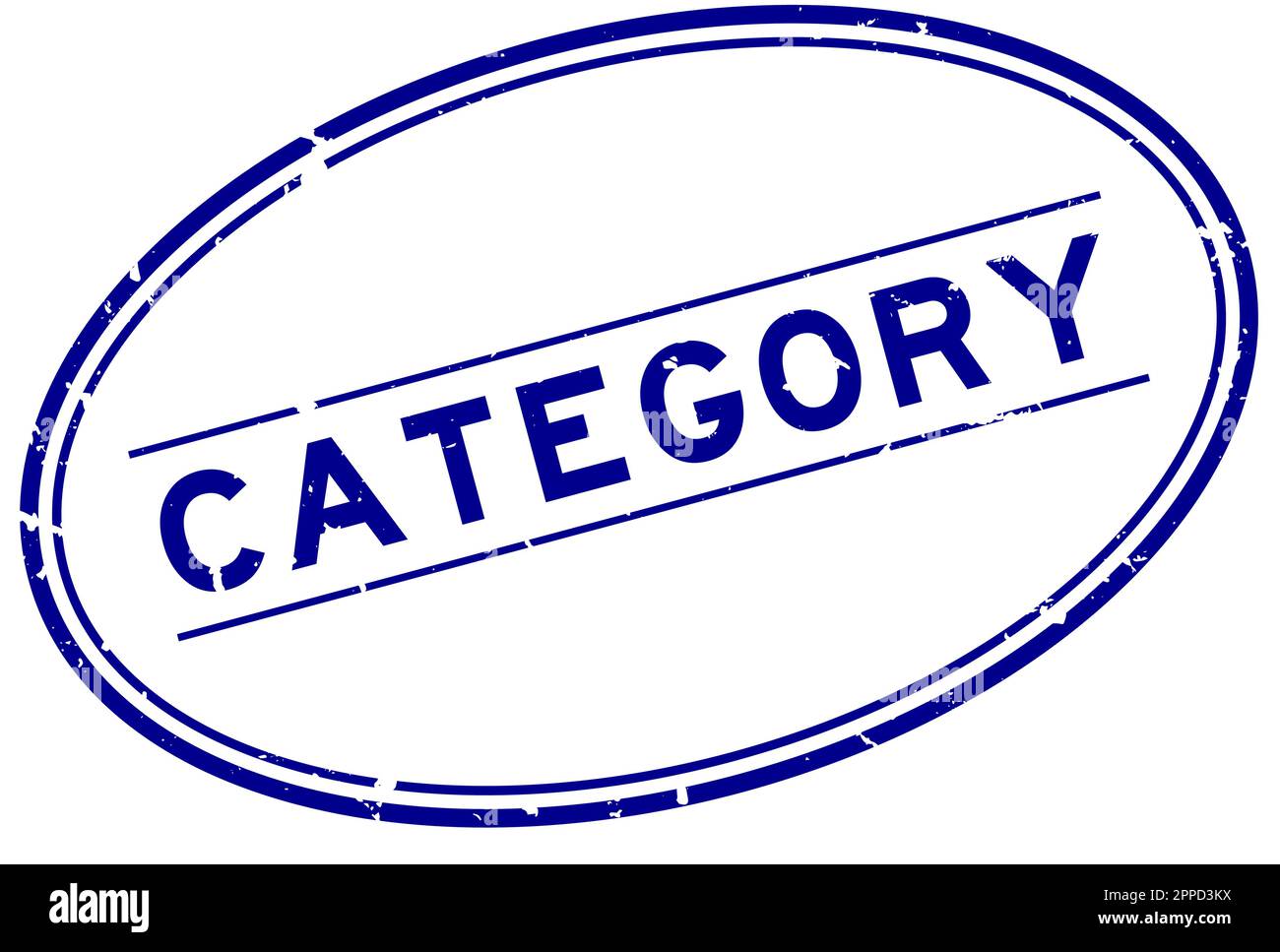 Grunge blue category word oval rubber seal stamp on white background ...