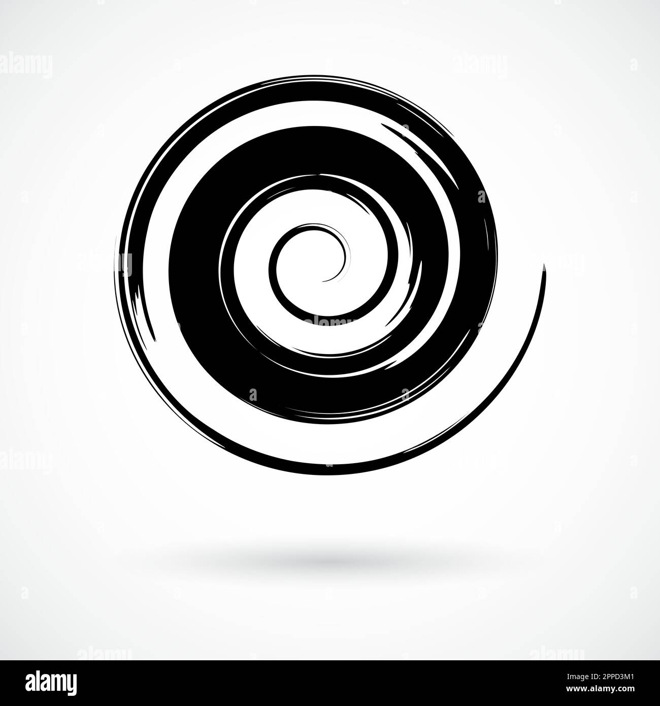 Hand painted spiral swirl symbol handmade with ink brush. Vector
