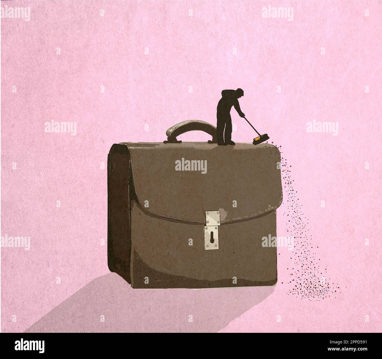 Silhouette businessman sweeping on large briefcase Stock Photo - Alamy