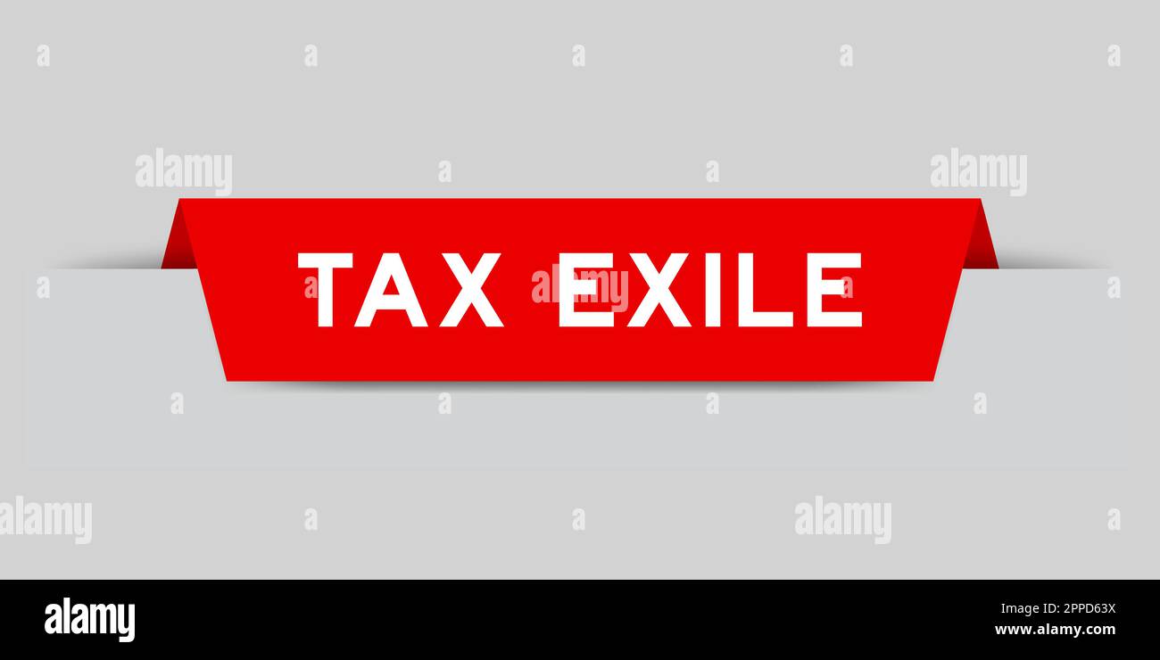Red color inserted label with word tax exile on gray background Stock Vector