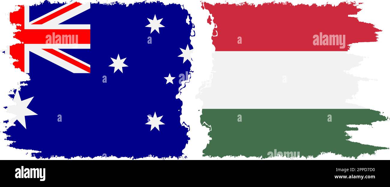 Hungary and Australia grunge flags connection, vector Stock Vector
