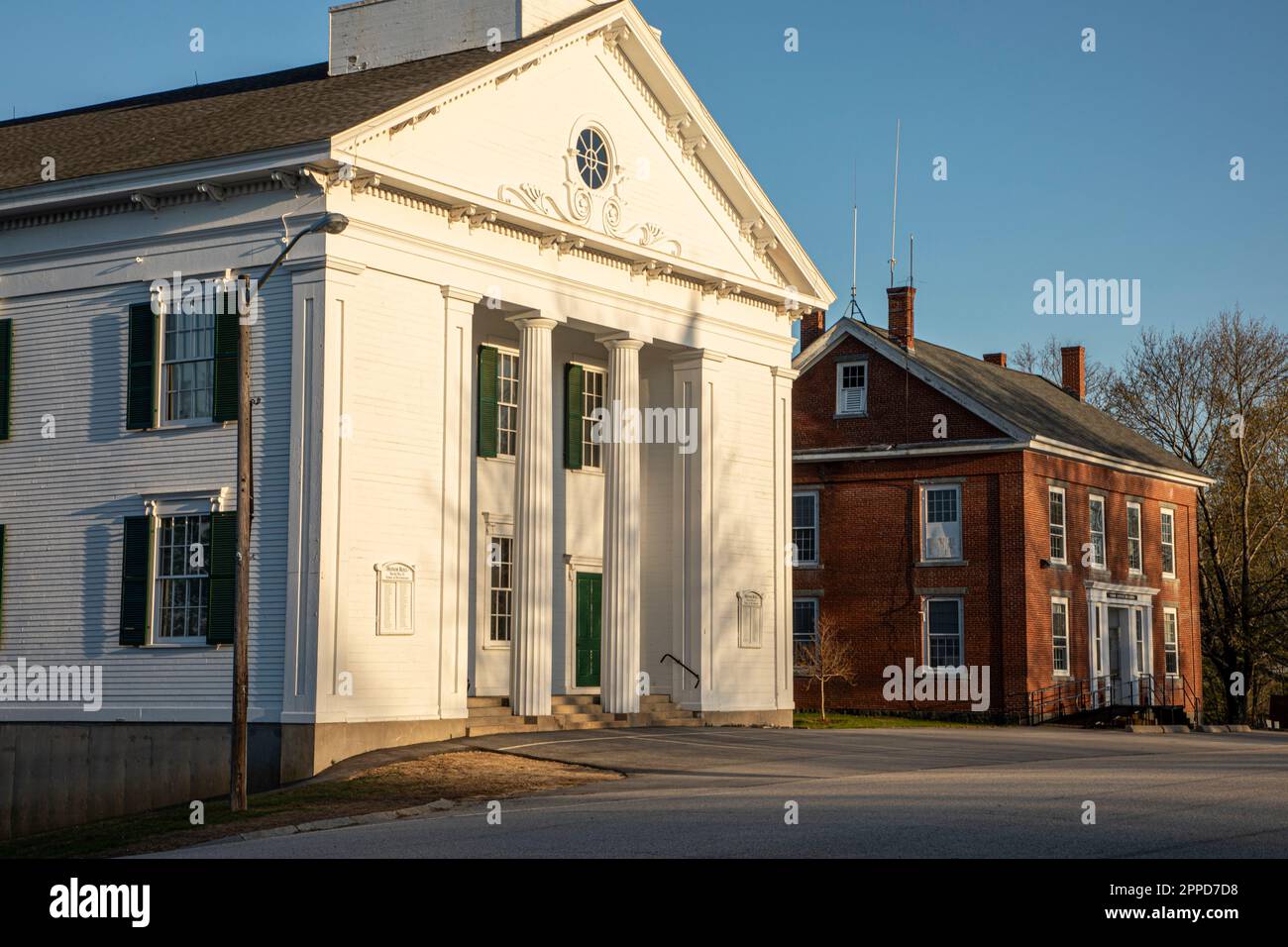 The Town Hall near the Petersham, MA town common, a rural town in