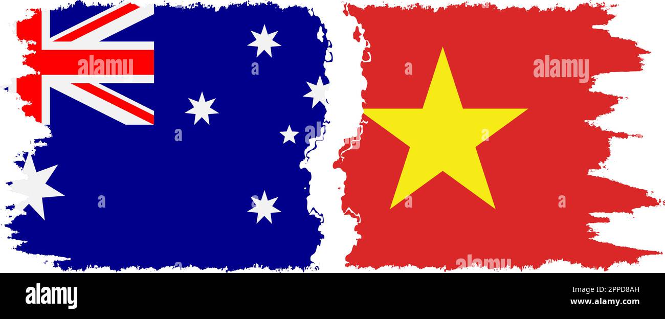 Vietnam and Australia grunge flags connection, vector Stock Vector