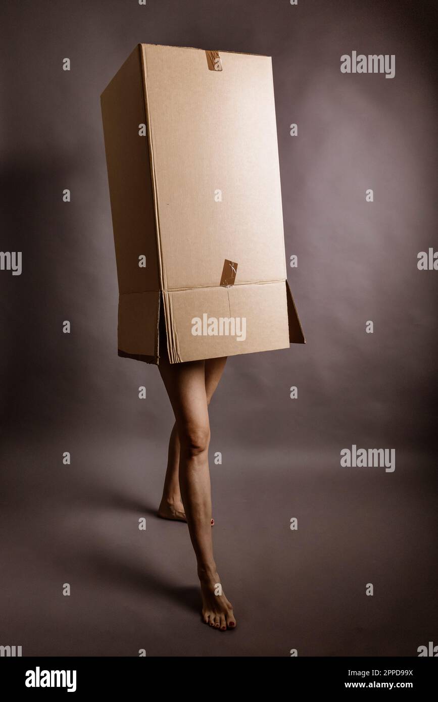 Cartoon People Trapped Inside A Box