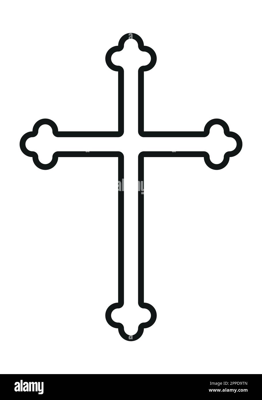Christian cross, black and white vector silhouette illustration of religious cross shape, isolated on white Stock Vector