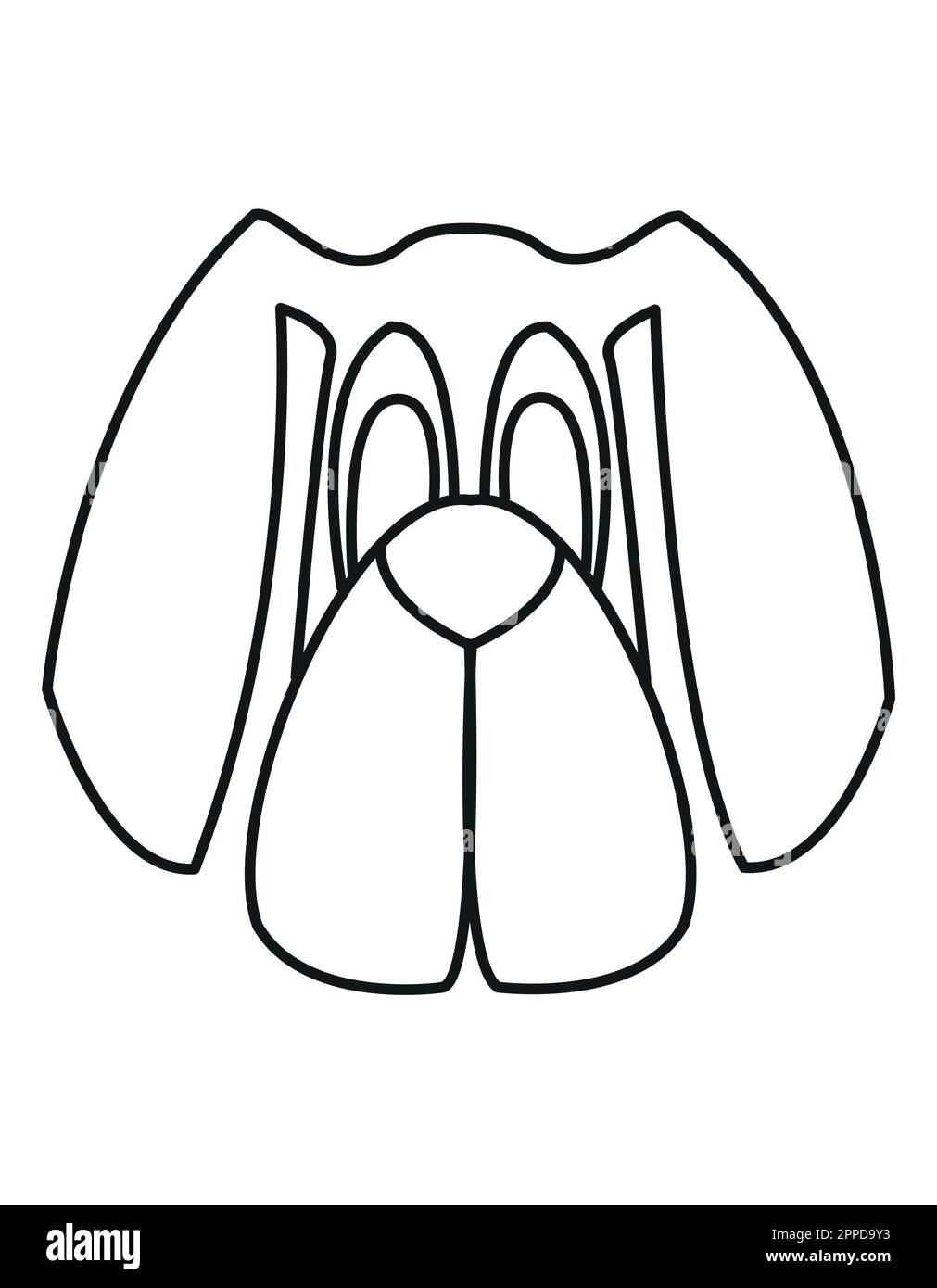 dog head - cartoon simple outline schematic black and white vector
