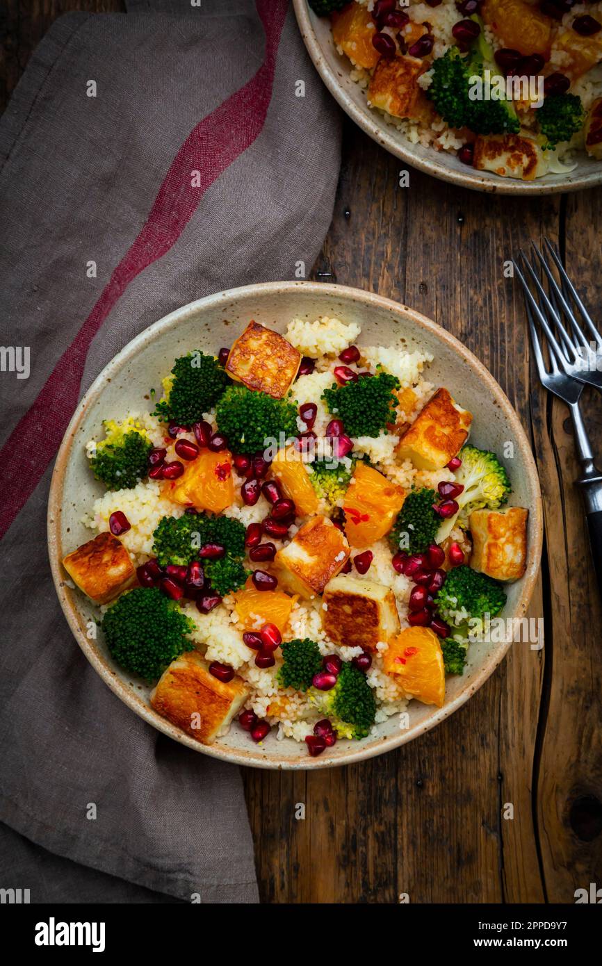 Two bowls couscous broccoli hires stock photography and images Alamy