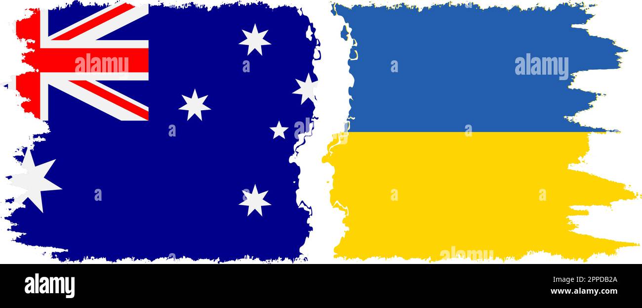 Ukraine and Australia grunge flags connection, vector Stock Vector