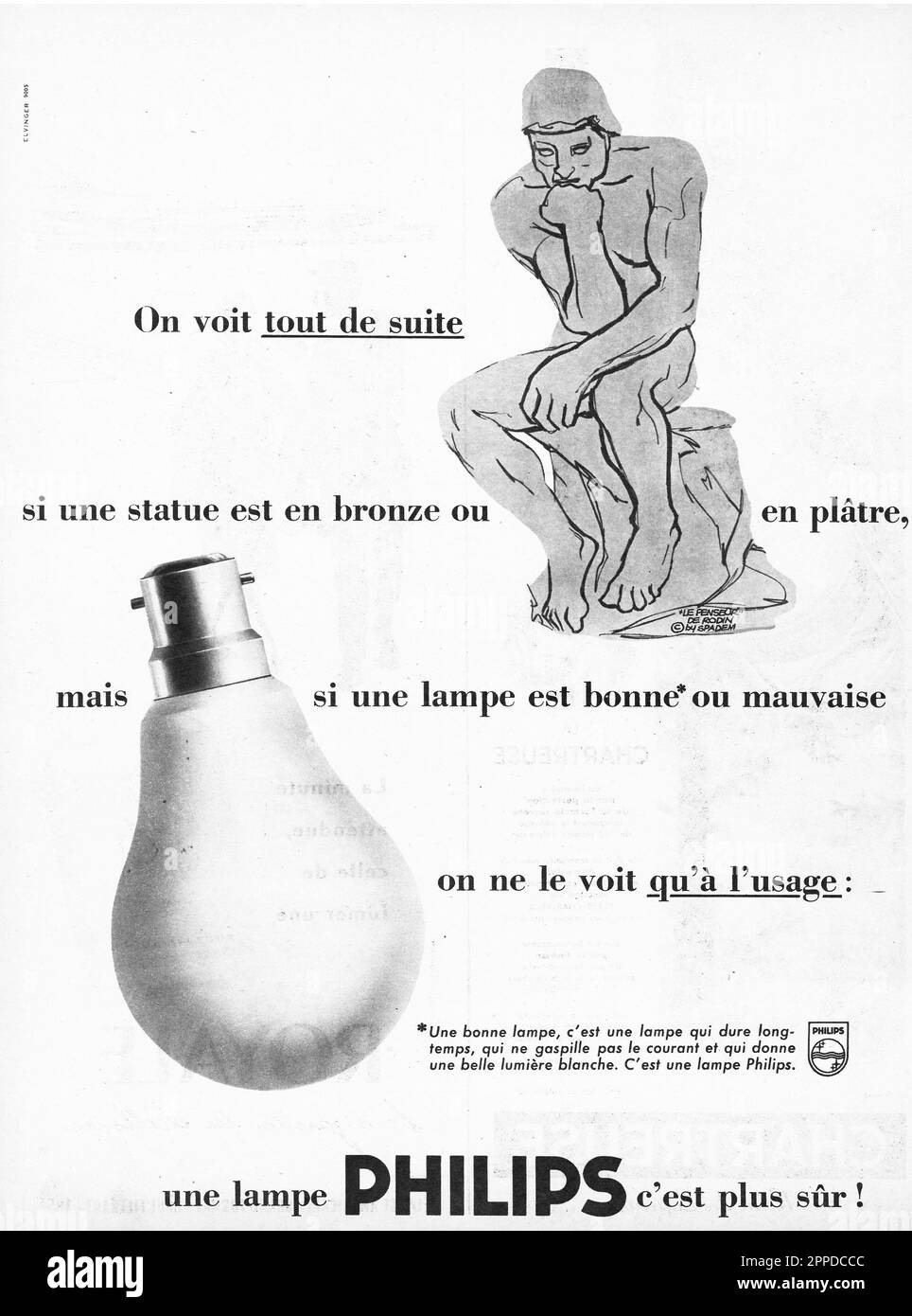 Philips bulbs, bulb French print ad, 1959 Stock Photo - Alamy