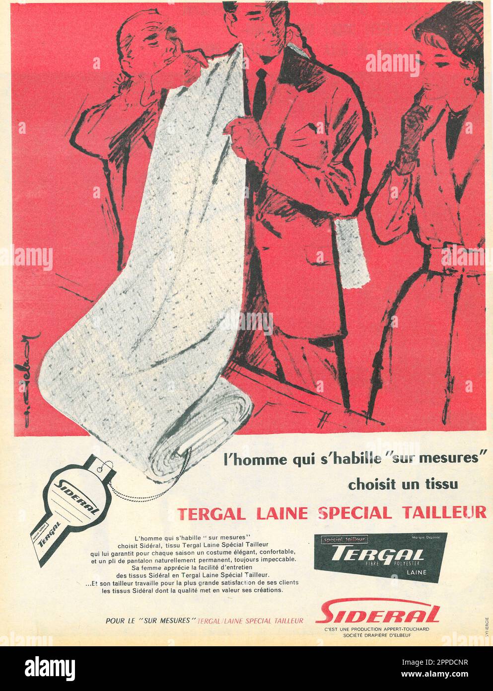 Tergal Sideral laine spécial tailleur, tailor's wool advert in a Paris  Match magazine, November 1959 Stock Photo - Alamy