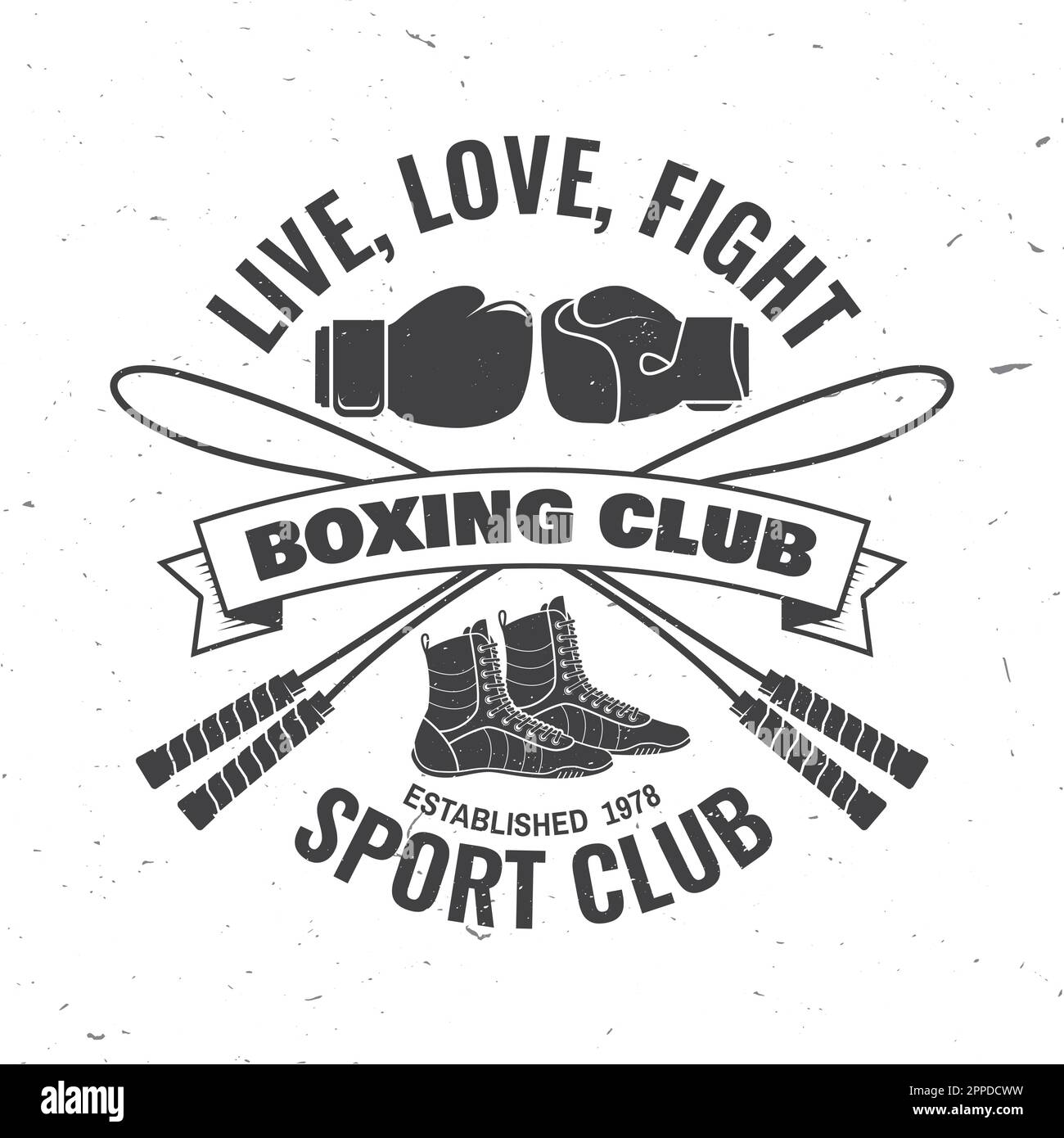 Boxing club badge, logo design. Vector illustration. For Boxing sport club emblem, sign, patch, shirt, template. Vintage monochrome label, sticker Stock Vector