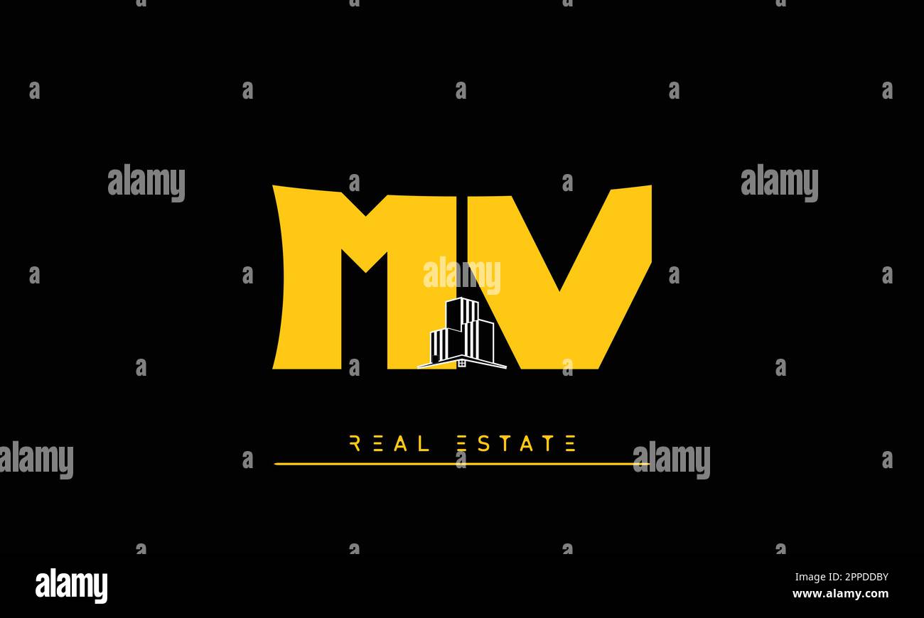 Real Estate letters Modern Creative logo MV , VM Stock Vector
