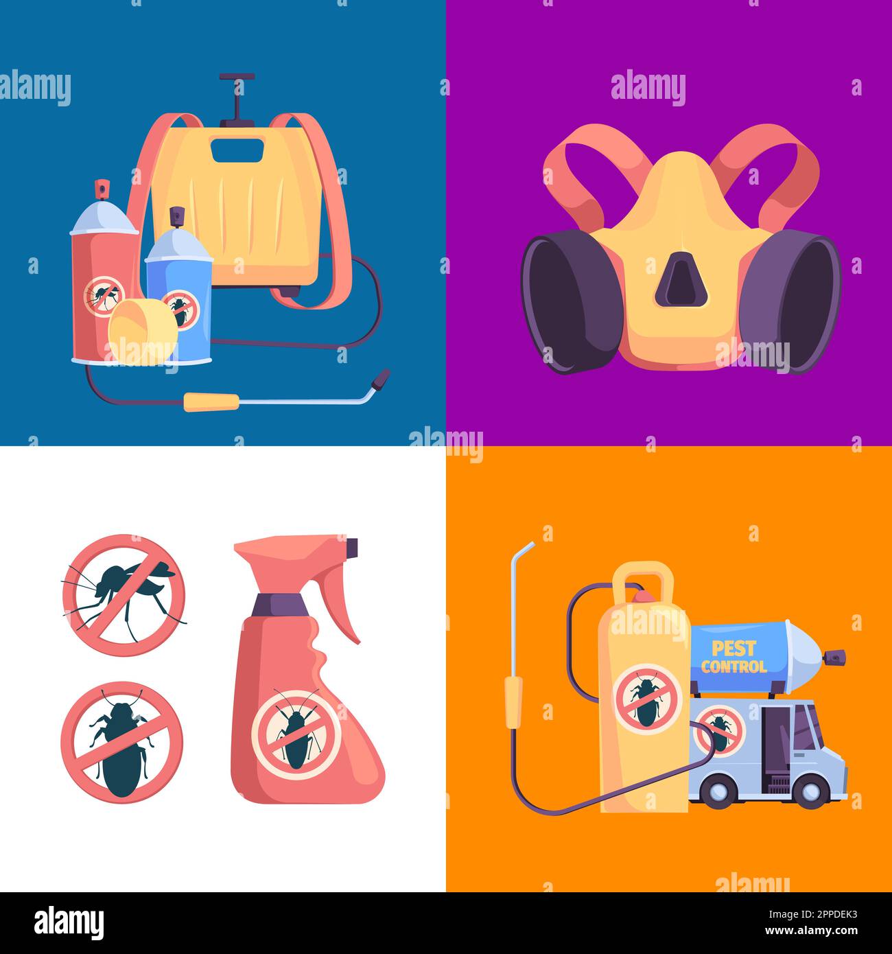 Pest control. chemical items for destroy pests. Vector concept