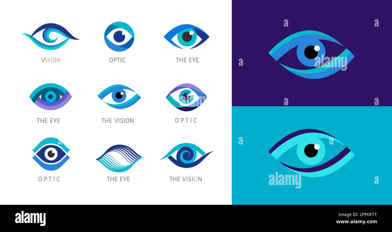 Eye logo collection. Optics, vision, eye health concept design Stock