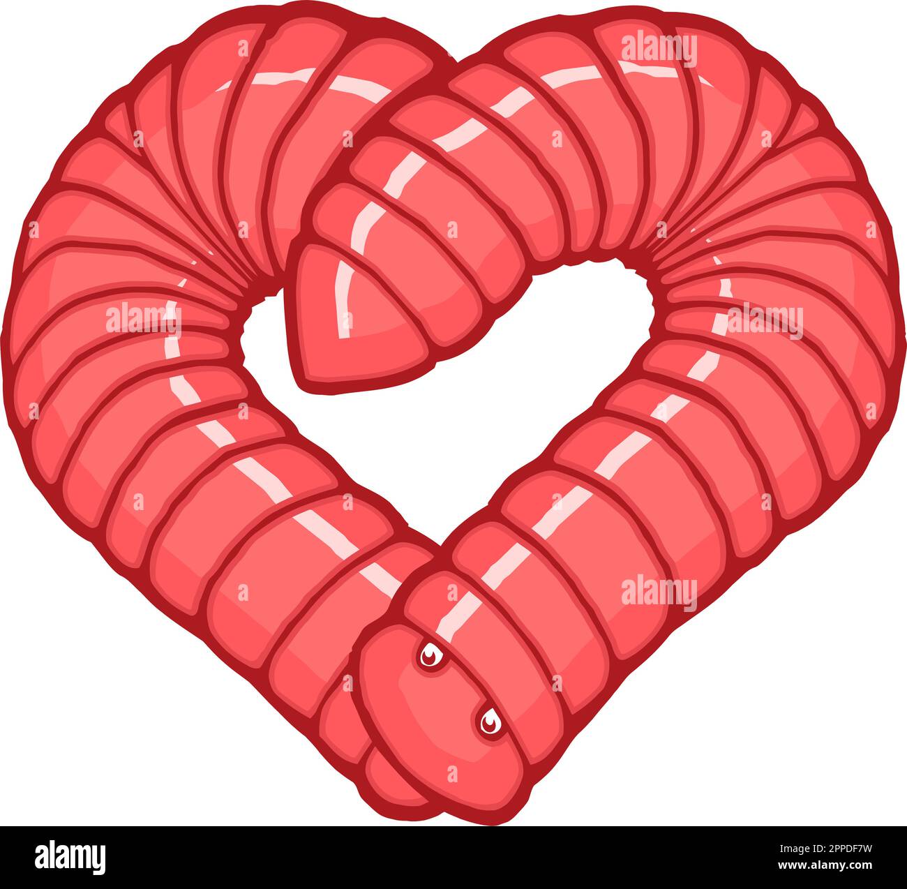 two millipedes forming a heart shape Stock Vector