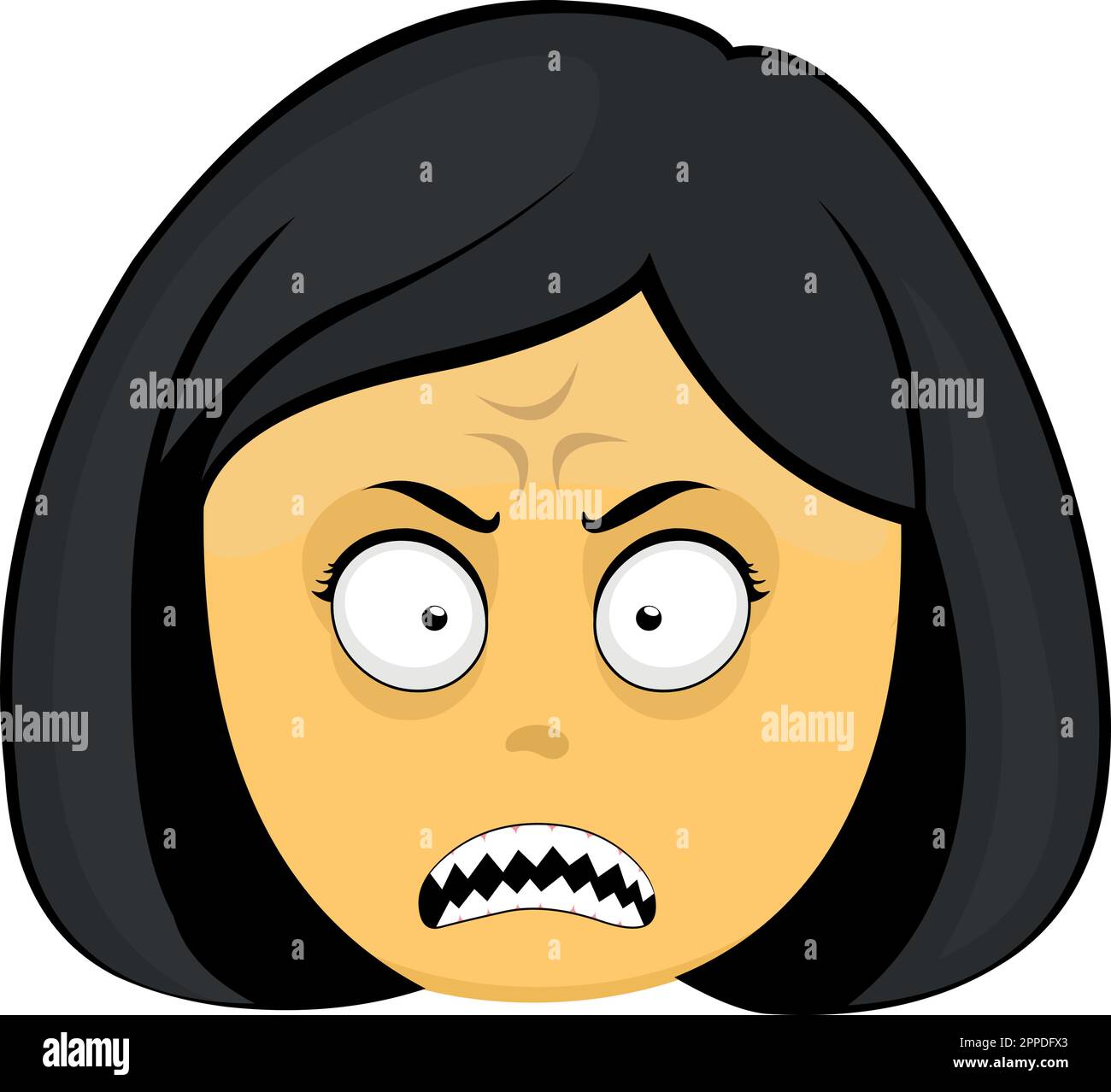 vector illustration female emoticons cartoon furious yellow with a vein on the head Stock Vector