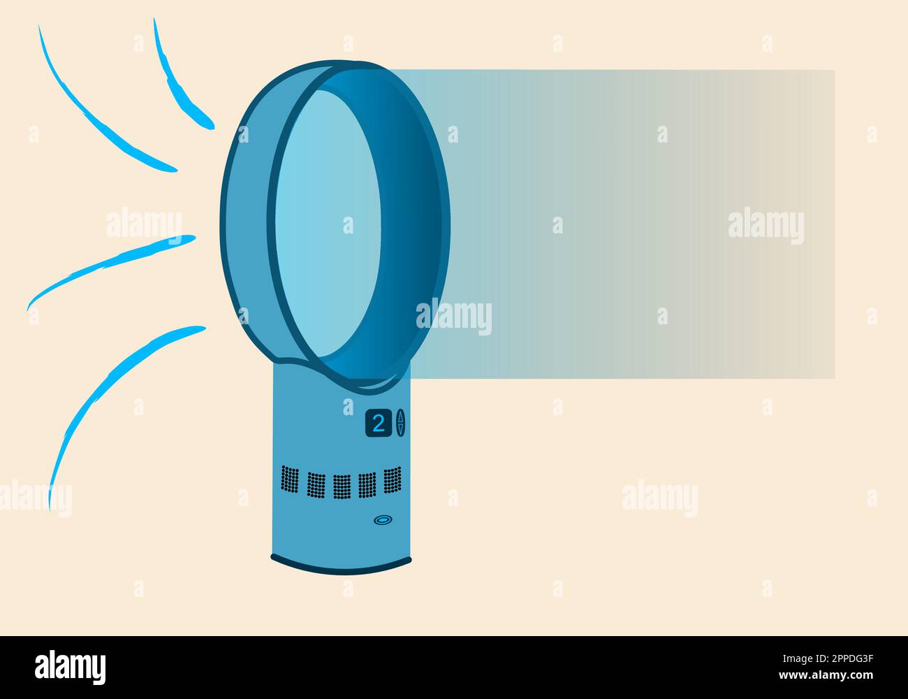 fan without blades. A side view of the fan on beige background Stock