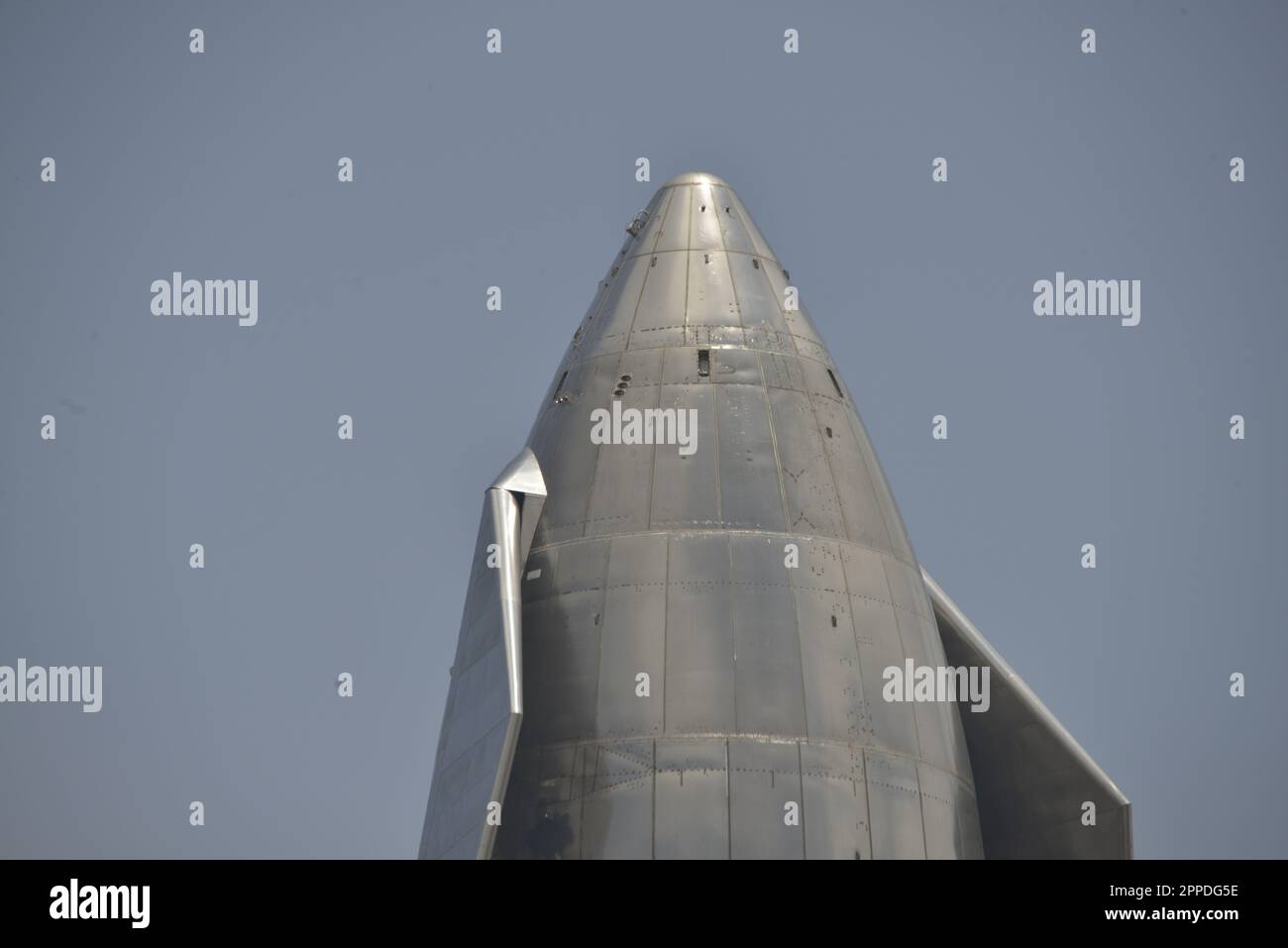 Elon Musk Space X on Boca Chica Texas rocket launch pad Stock Photo