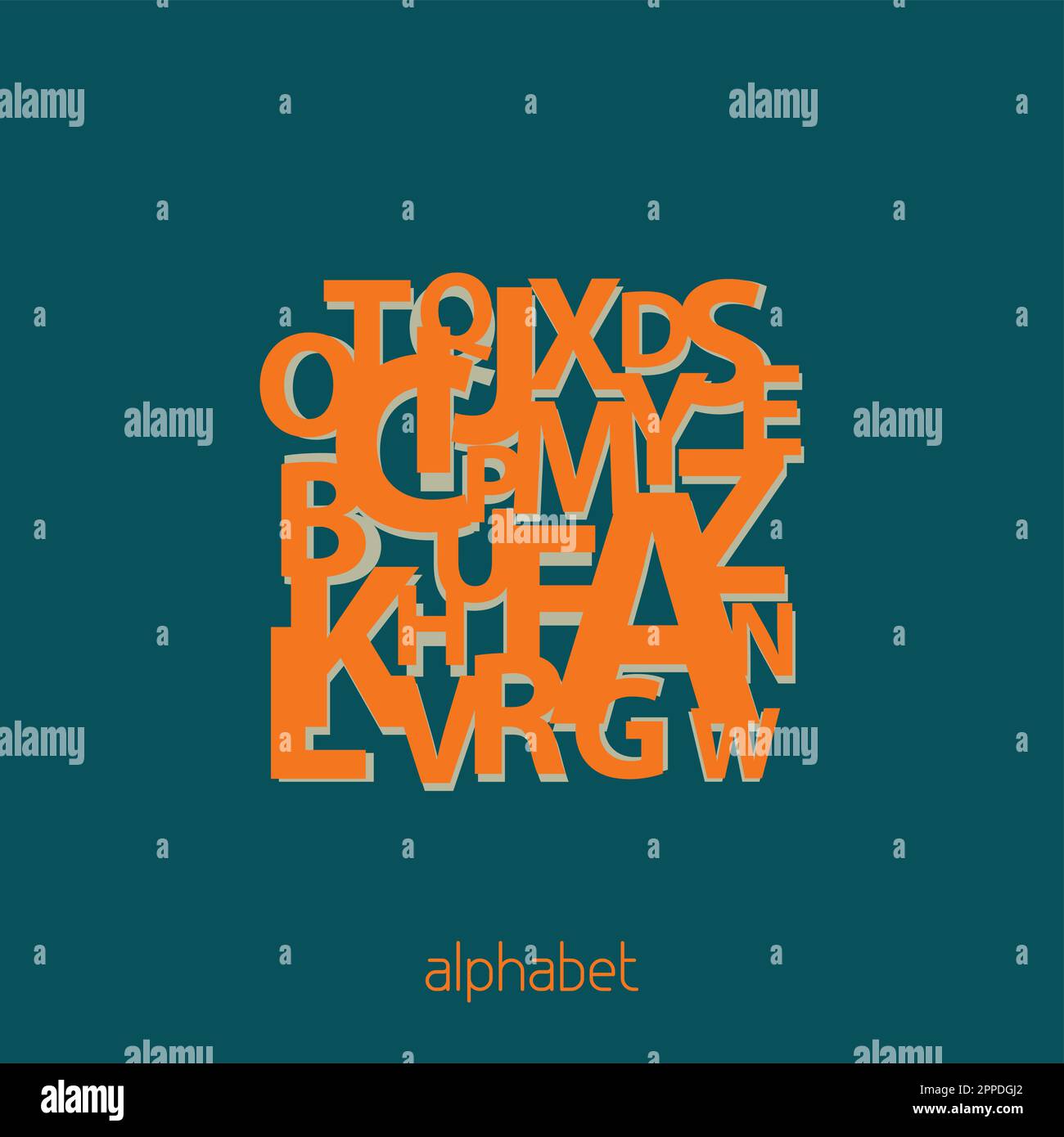 Abstract orange abc label on a sherpa blue background. Vector Stock Vector
