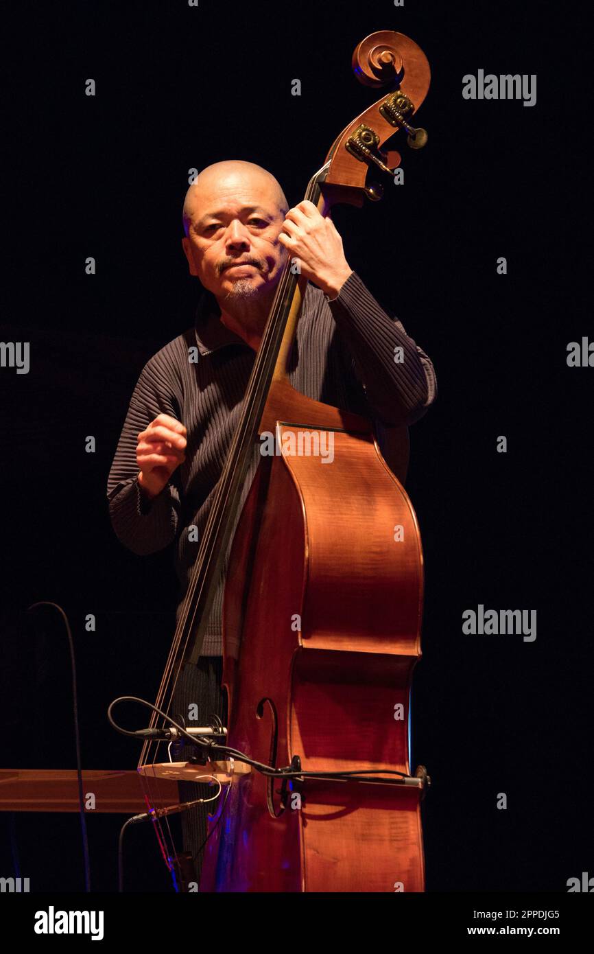 Torino, Italy. 23rd Apr, 2023. Bassist Kiyoshi Kitagawa in concert at 2023 Torino Jazz Festival, Italy. Credit: Marco Destefanis/Alamy Live News Stock Photo