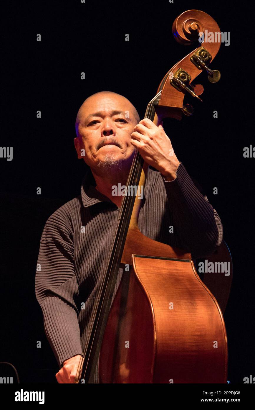 Torino, Italy. 23rd Apr, 2023. Bassist Kiyoshi Kitagawa in concert at 2023 Torino Jazz Festival, Italy. Credit: Marco Destefanis/Alamy Live News Stock Photo